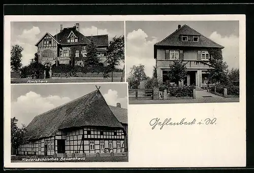 AK Gehlenbeck i. W., Amtshaus, Niedersächsisches Bauernhaus, Geschäftshaus