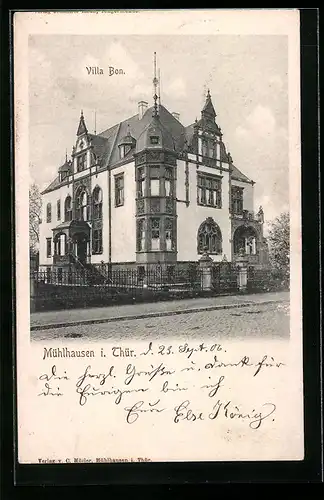 AK Mühlhausen /Th., Villa Bon, Strassenansicht