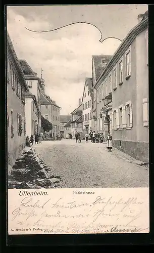AK Uffenheim, Marktstrasse mit Anwohnern