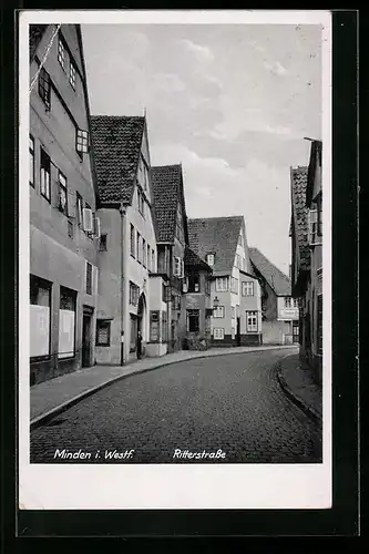 AK Minden i. Westf., Ritterstrasse mit alten Häusern