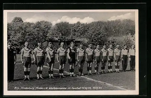 AK Minden i. W., M. S. Hindenburg, Westfalenmeister im Handball 1932 /33, 1933 /34