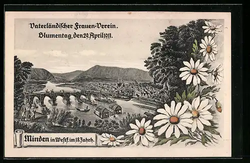 AK Minden in Westf., Vaterländischer Frauen-Verein, Blumentag 29. April 1911, Festpostkarte