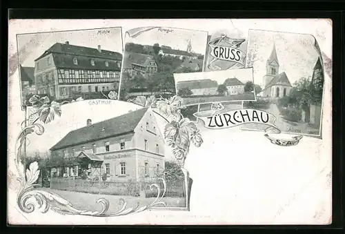 AK Zürchau, Mühle, Gasthof zu Zürchau, Rittergut