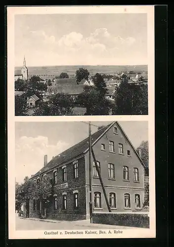 AK Vatterode /Amt Mansfeld, Gasthof zum Deutschen Kaiser, Ortsansicht