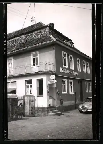 Fotografie unbekannter Fotograf, Ansicht Heubach, Gasthaus Zum Anker, Auto DKW