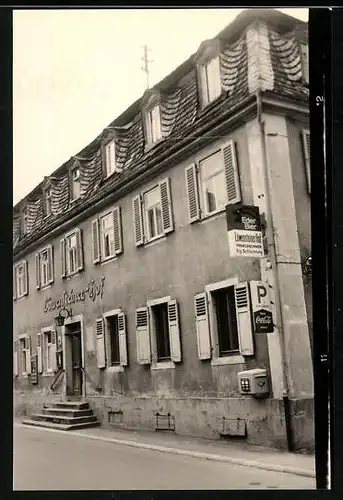 Fotografie unbekannter Fotograf, Ansicht Kleinheubach, Gasthaus Löwensteiner Hof, Reklame Eder Bier, Coca Cola