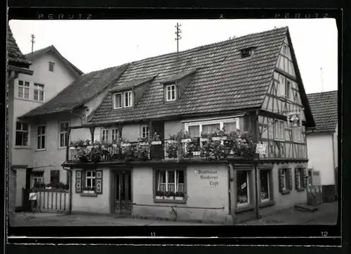 Fotografie unbekannter Fotograf, Ansicht Schneeberg / Odenwald, Gasthaus, Bäckerei & Cafe