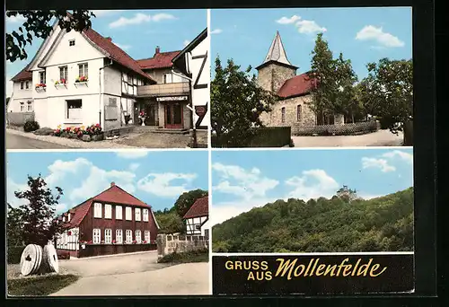 AK Mollenfelde, Gasthaus Zum Krug, Kirche, Burg