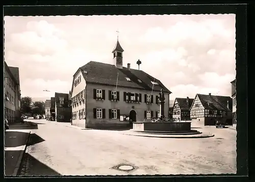AK Gerlingen, Marktplatz mit Brunnen