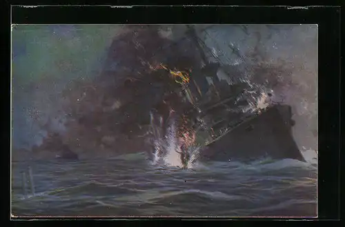 AK Deutsches U-Boot versenkt das englische Linienschiff Formidable