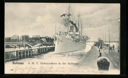 AK Holtenau, SMY Hohenzollern in der Schleuse