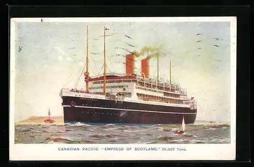 AK Passagierschiff Empress of Scotland vor der Küste
