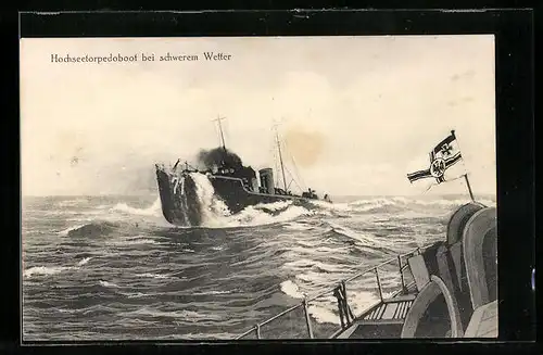 AK Hochseetorpedoboot bei schwerem Wetter