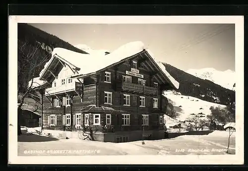 AK Parthenen, Gasthaus Silvretta im Winter