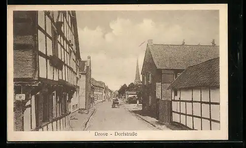 AK Drove, Dorfstrasse mit Fachwerkhäusern