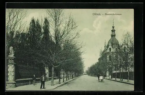 AK Düren, Blick auf die Bismarckstrasse