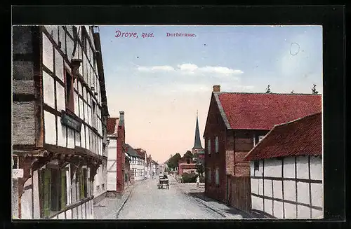 AK Drove /Rhld., Dorfstrasse mit Kirche