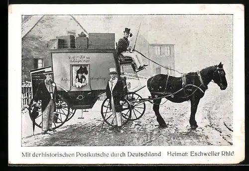 AK Eschweiler /Rhld., Mit der historischen Postkutsche durch Deutschland