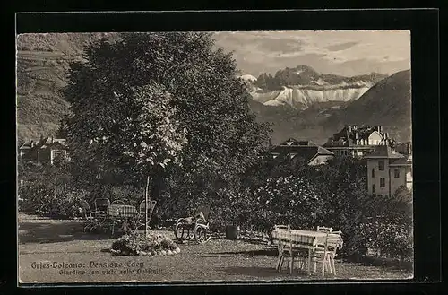 AK Gries-Bozen, Pension Eden, Gartenansicht