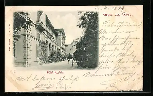 AK Gries, Hotel Austria mit Strasse