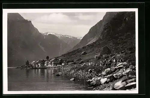 AK Gudvangen, Panorama des Ortes