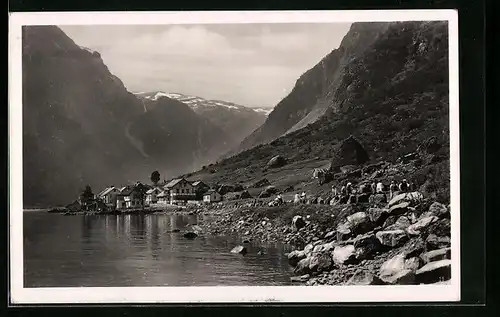AK Gudvangen, Panorama des Ortes
