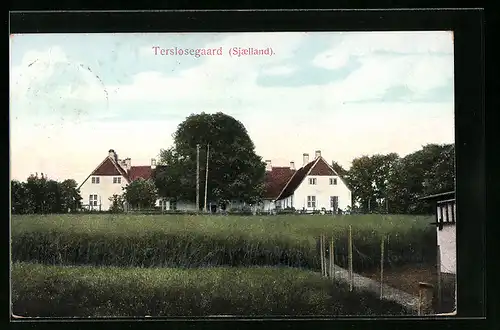 AK Terslosegaard /Sjaelland, Ortspartie mit weissen Häusern