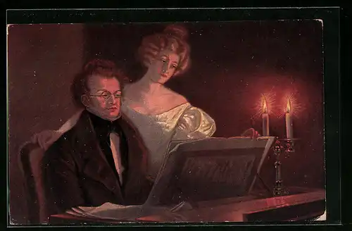 AK Franz Schubert am Klavier