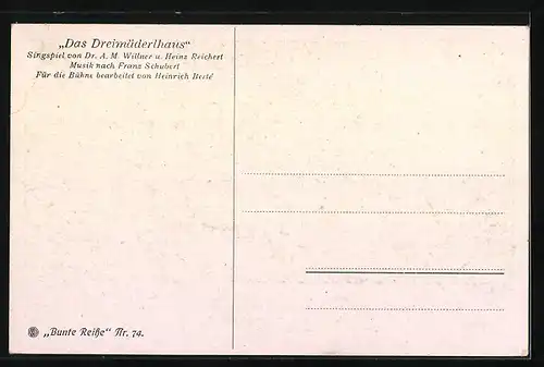 AK Verse aus dem Singspiel Dreimäderlhaus, Musik von Franz Schubert