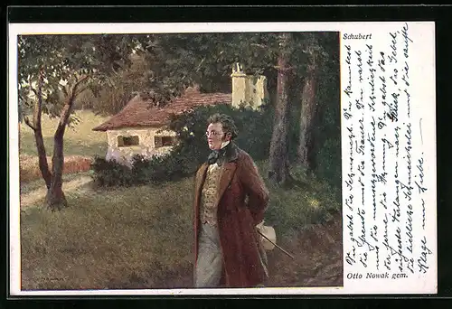 Künstler-AK Franz Schubert beim Spaziergang