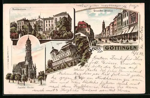 Lithographie Göttingen, Auditorium, Rohns, Jacobi-Kirche