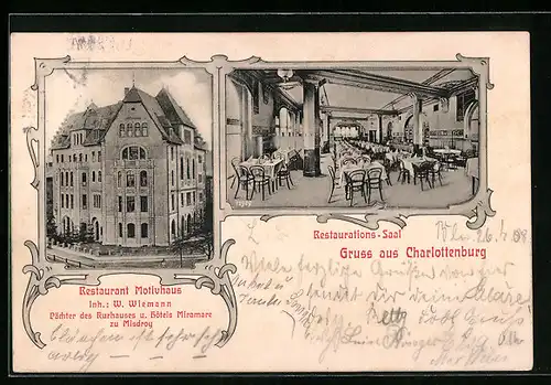 AK Berlin-Charlottenburg, Restaurant Motivhaus, Innenansicht Saal