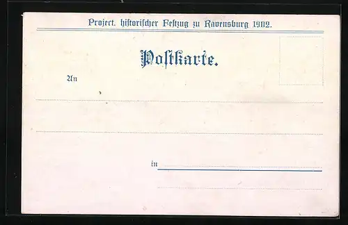 Lithographie Ravensburg, Project. historischer Festzug 1902, Mittelalterliche Zünfte