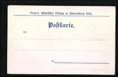 Lithographie Ravensburg, Project. historischer Festzug 1902, Pfahlbauern