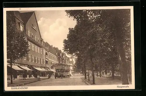 AK Berlin-Zehlendorf, Omnibus auf der Hauptstrasse