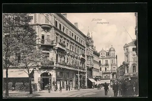 AK Aachen, Holzgraben mit Geschäften