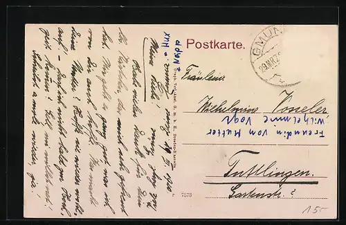 AK Schwäbisch Gmünd, K. Postamt und Bahnhof