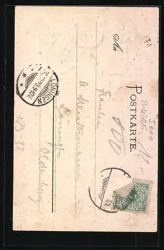 Passepartout-Lithographie Köln, Bahnhof und Wappen