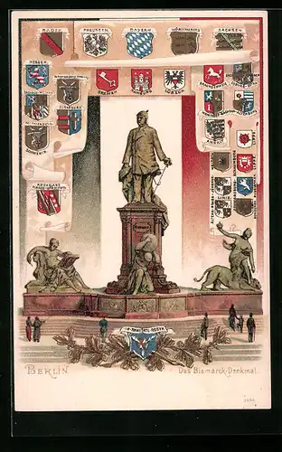 Passepartout-Lithographie Berlin, Das Bismarck-Denkmal, Wappen