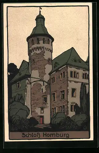 Steindruck-AK Nümbrecht, Schloss Homburg