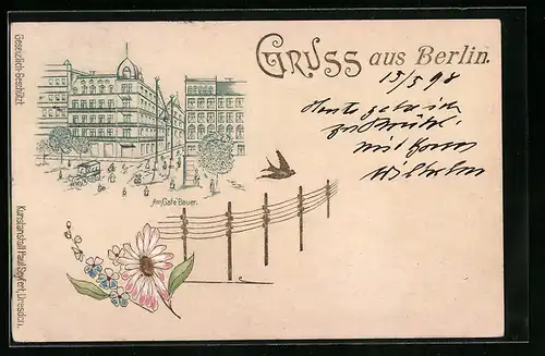 Künstler-AK Berlin, Am Cafe Bauer