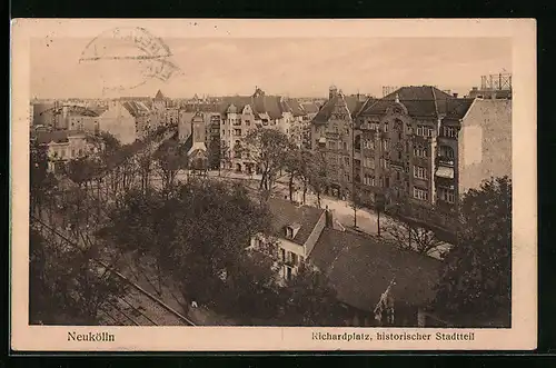 AK Berlin-Neukölln, Richardplatz mit Bäumen