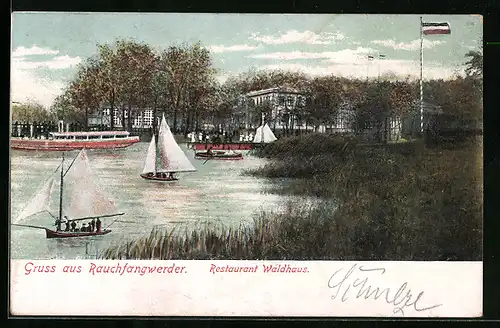 AK Rauchfangswerder / Köpenick, Restaurant Waldhaus mit Segelbooten