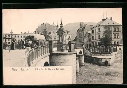 AK Aue i. Erzgeb., Blick in die Bahnhofstrasse