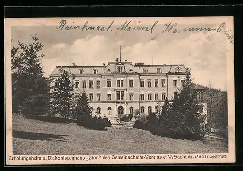 AK Aue /Erzgebirge, Erholungsheim und Diakonissenhaus Zion