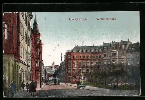 AK Aue i. Erzgeb., Partie an der Wettinerstrasse