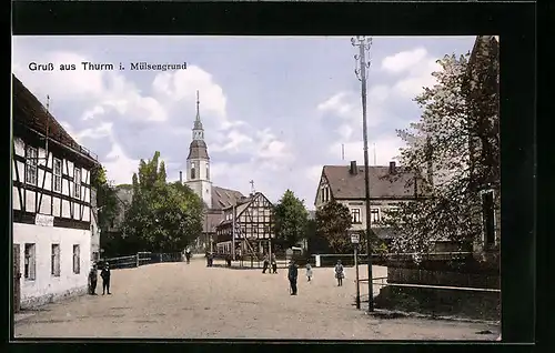 AK Thurm i. Mülsengrund, Strassenpartie mit Fachwerkhäusern