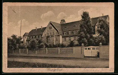 AK Schkeuditz /Prov. Sachsen, Hauptgebäude der Nervenheilanstalt Bergmannswohl