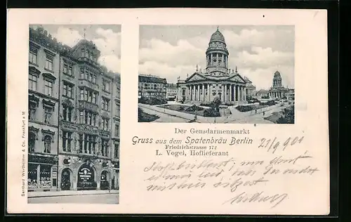 AK Berlin, Gensdarmenmarkt, Spatenbräu, Friedrichstrasse 172