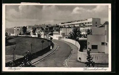 AK Stuttgart, Strassenpartie in der Weissenhofsiedlung, Bauhaus